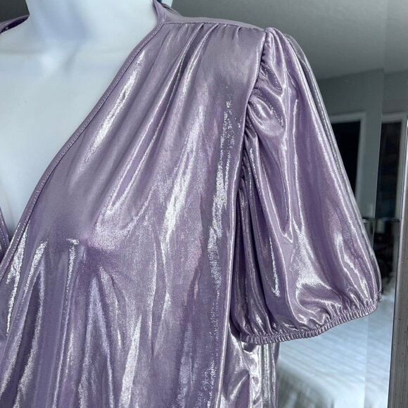 ZARA Lilac Metallic Wrap Around Top Size S - Picture 4 of 8